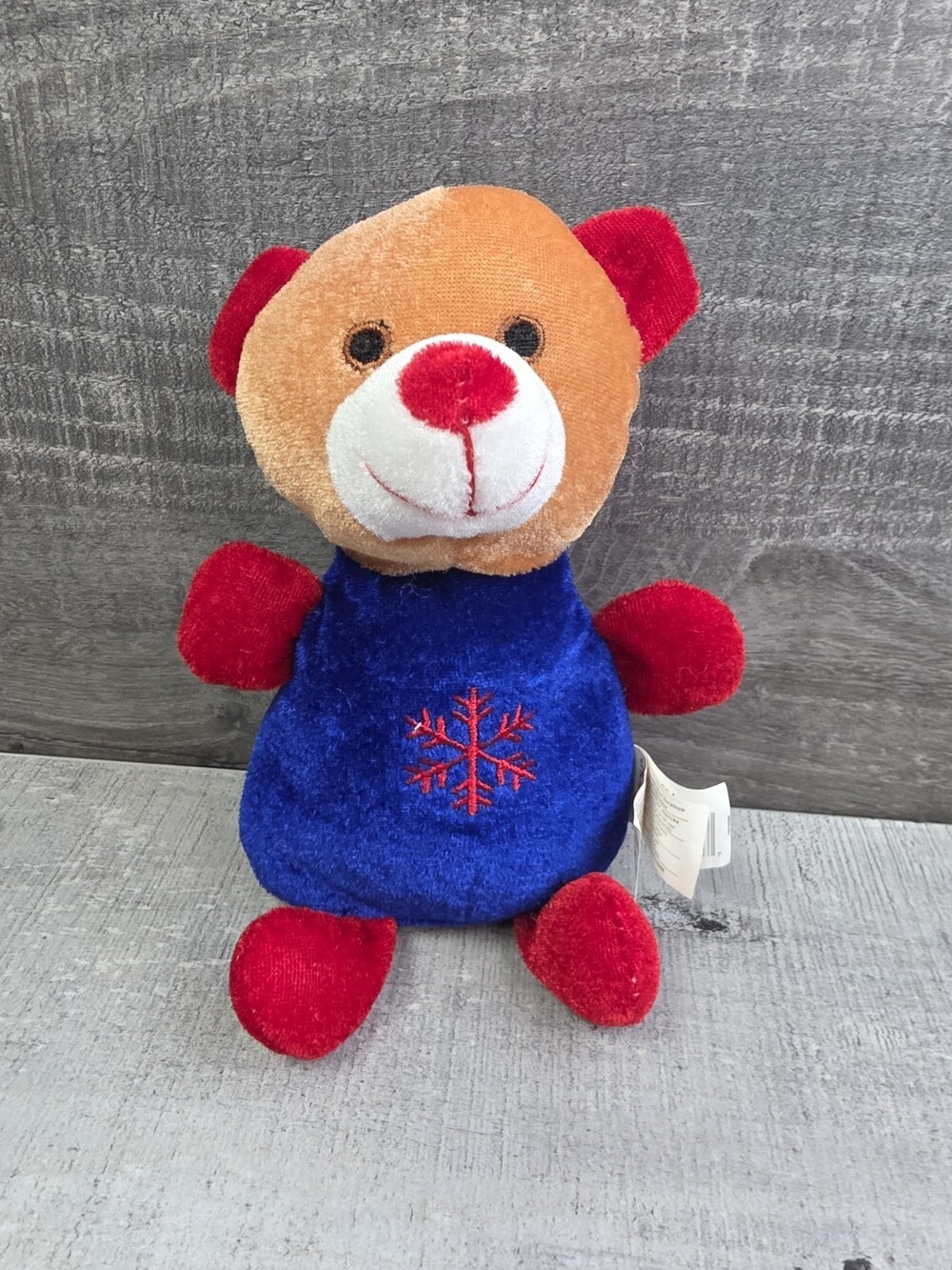 Kellytoy 8" Teddy Bear Plush Stuffed Animal Toy Blue & Red Snowflake Winter g62